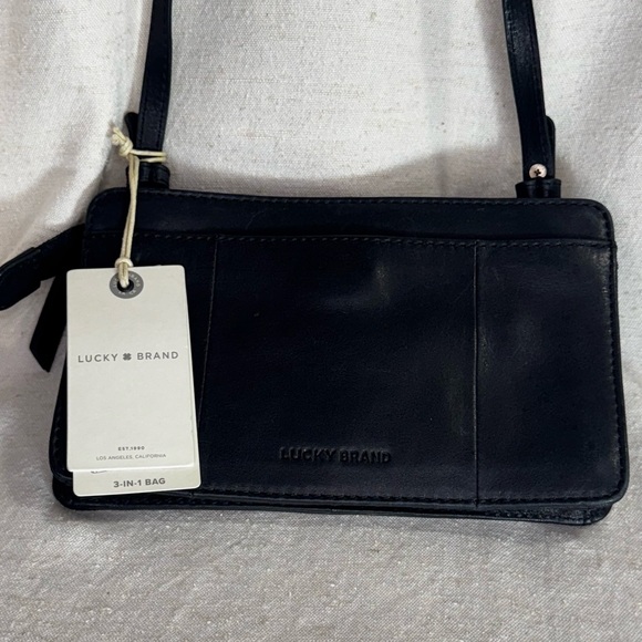 Lucky Brand Handbags - Lucky Brand NWT Genuine Leather Black Crossbody Bag Adjustable Strap